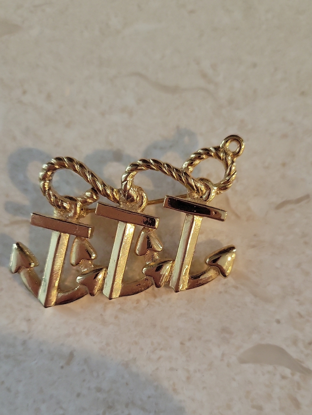 Gold Anchor Charm Pendant/Brooch Accent